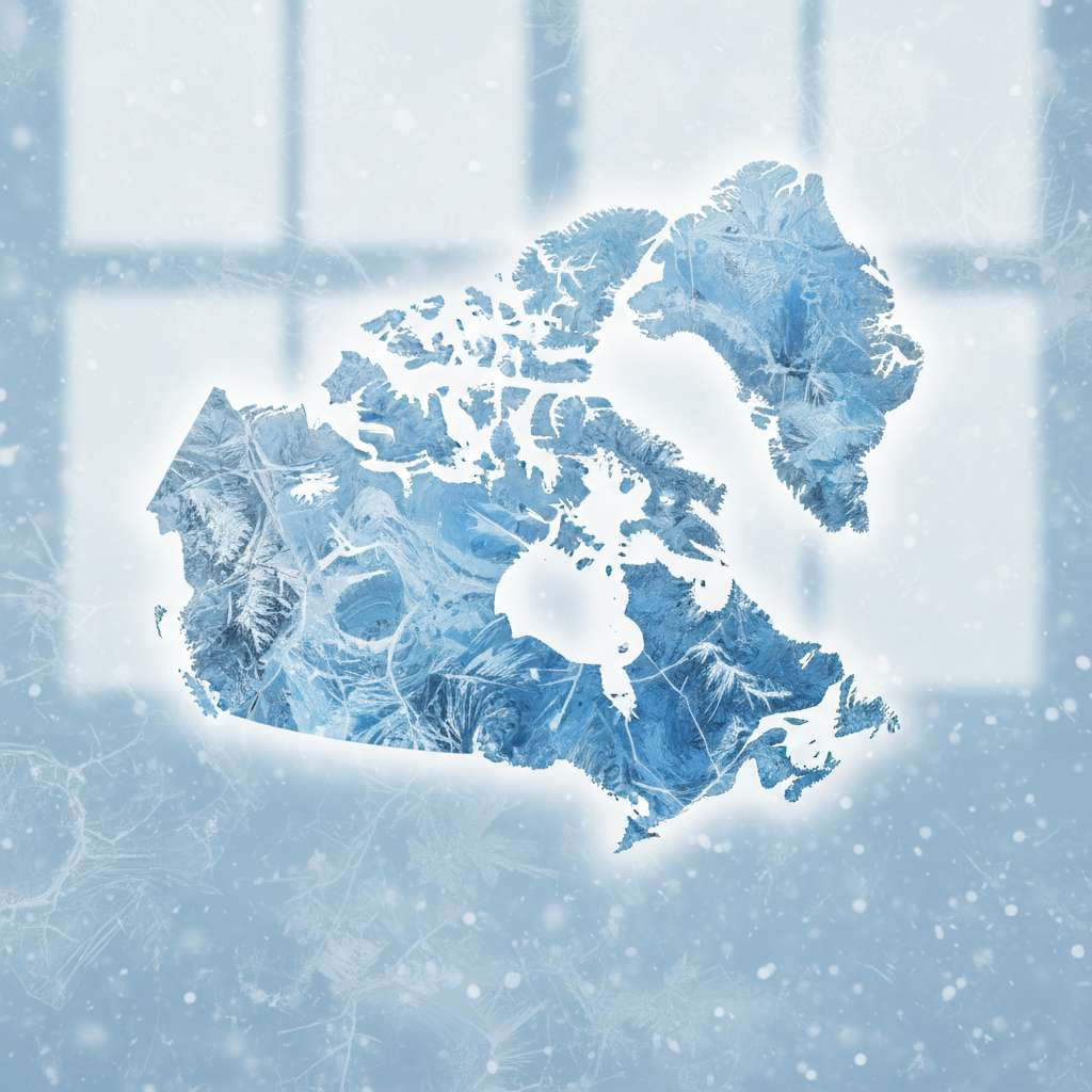 Stylized map of Canada showing winter sport hubs