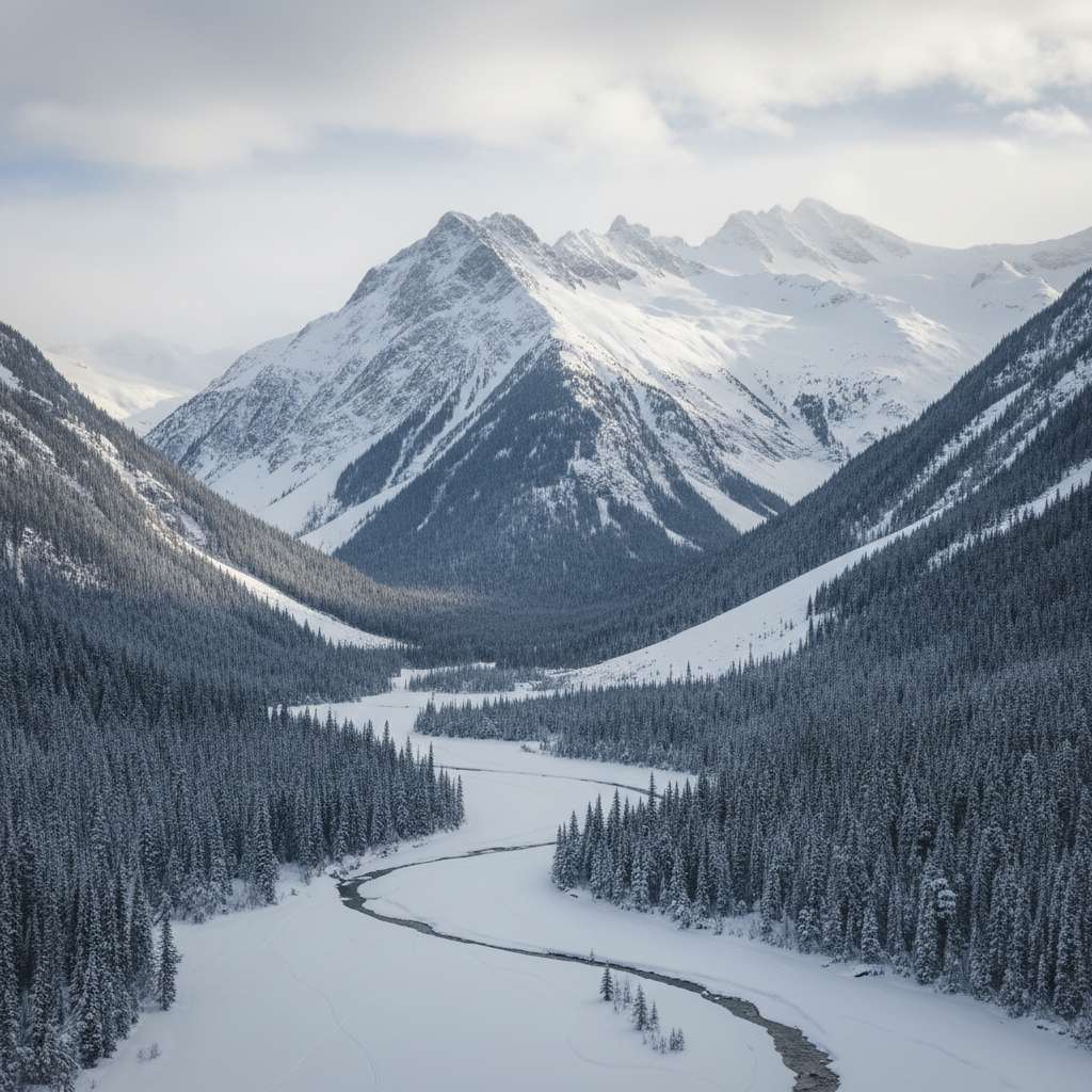 Snow covered mountains in British Columbia